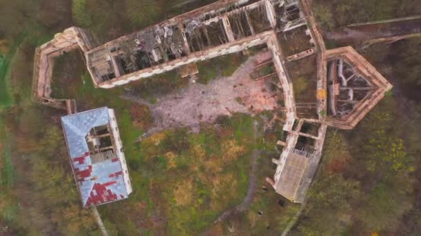 Flying Ruins Czartoryski Castle Klevan Rivne Region Ukraine Abandoned Mansion — Stock Video