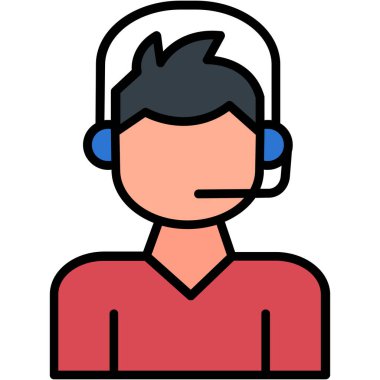 Çağrı merkezi simgesi. Çağrı merkezi vektör simgesi rengi düz izole