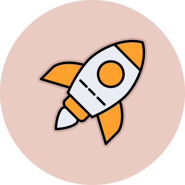 Roket. Web simgesi basit illüstrasyon