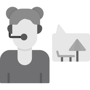 Kulaklık simgesi olan kadın, basit stil