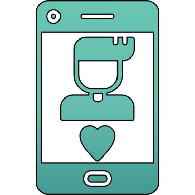 Kalp şeklinde bir akıllı telefonun vektör çizimi