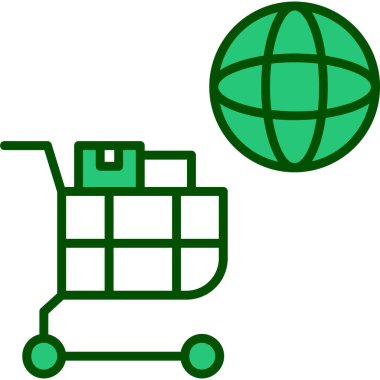 dünya ve sepet simgesi, vektör tasarımı