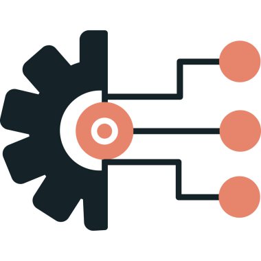 Kırmızı ve mavi renkli bir dişli simgesinin vektör çizimi