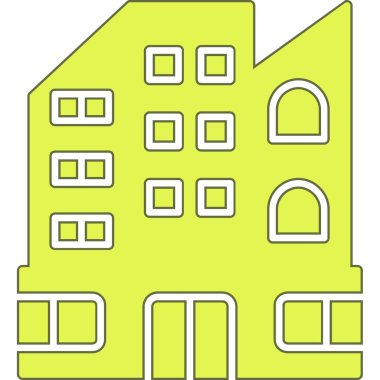 Yeşil ve beyaz bir binanın vektör çizimi