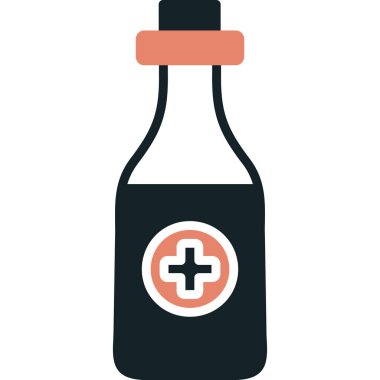 İlaç şişesi ikonu. Beyaz arkaplanda izole edilmiş web tasarımı için Medicine şişe vektör simgesi