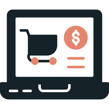 Online alışveriş düz simgesi, vektör, illüstrasyon