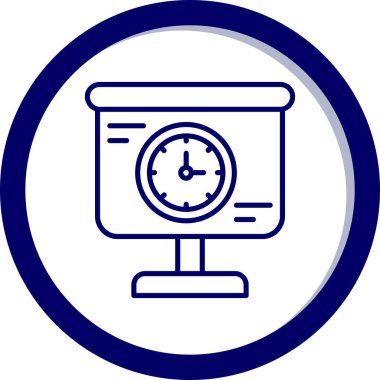 saat ve ekran ile bilgisayar monitörü, vektör illüstrasyon tasarımı