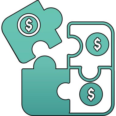 Dolarlık yapboz parçaları simgesi - taslak biçimi