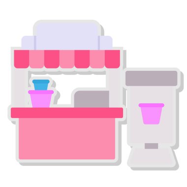 Kahve dükkanı vektör ikonu. beyaz arka plan kahve dükkanında izole edilmiş çizgi film vektör simgesi.