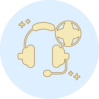 Kalp ikonlu kulaklık. İnce çizgi çizimi. Çember tasarımı Ana hatlı web tasarımı.