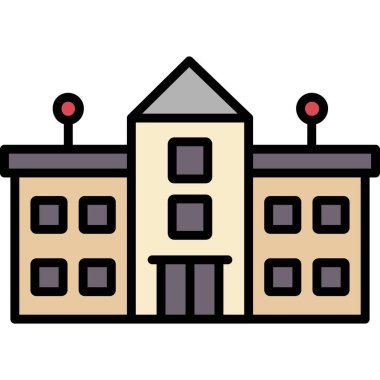 Otel düz çizgi simgesi