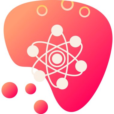 Atomla kırmızı arkaplanın vektör çizimi