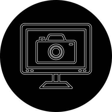 Fotoğraf makinesi simgesi. Web için dijital kamera vektör simgesinin basit illüstrasyonu