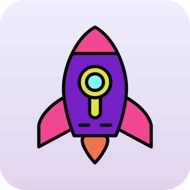 filled outline rocket ship icon isolated on white background. space travel. vector.