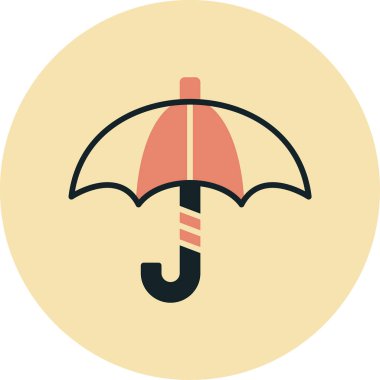 şemsiye düz simgesi, vektör, illüstrasyon