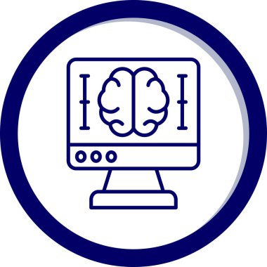 Beyin ikonlu bir laptop. vektör illüstrasyonu