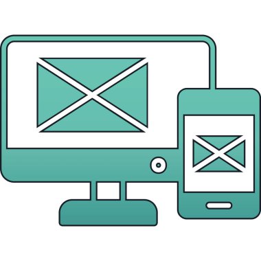 E- posta vektör illüstrasyon tasarımlı akıllı telefon bilgisayar teknolojisi