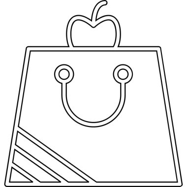 Elma ikonu vektör illüstrasyon tasarımlı alışveriş çantası