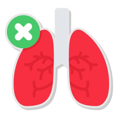 Akciğerler düz stil ikonu, vektör çizim