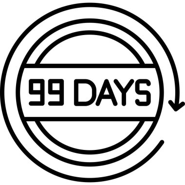 Simgeye gitmek için 9 gün, beyaz arkaplanda siyah daire işareti, vektör illüstrasyonu