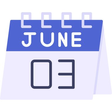 Haziran. Takvim simgesi vektör illüstrasyonu