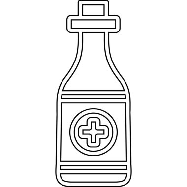 Tirbuşon ikonlu şarap şişesi, taslak tarzı