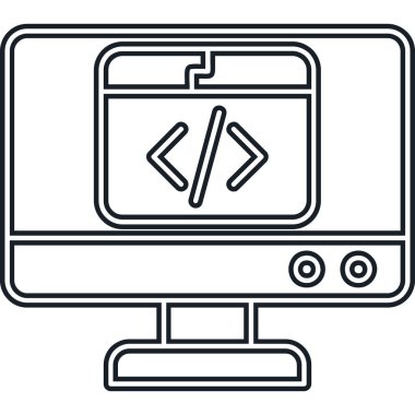 Web tasarımı ve geliştirme çizgisi vektör simgesi.