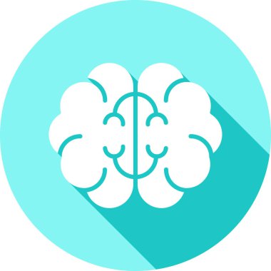 Beyin simgesi yumuşak mavi arkaplanda izole edilmiş modaya uygun düz stil.