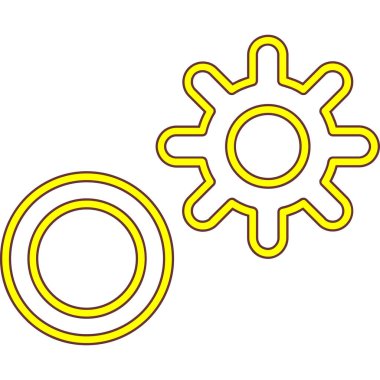 dişli vektör simgesi. biçim dış hat simgesi, sarı renk, beyaz arkaplan.