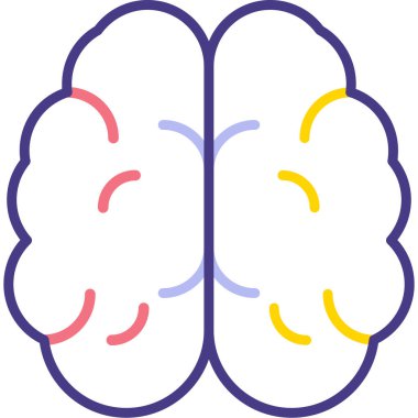 Beyin yaratıcı ikonu. Eğitim simgelerinden alınmış beyin simgelerinin basit bir çizimi