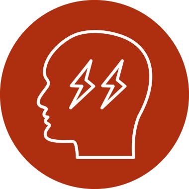 Beyin fırtınası ikon vektörü. biçim yuvarlak açılı, kırmızı renkli düz bir semboldür..