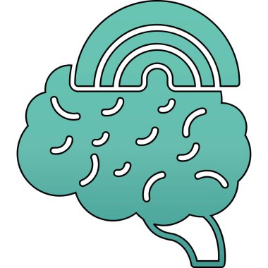 Beyaz arkaplanda beyin simgesi, vektör, illüstrasyon