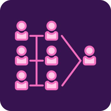 hiyerarşi vektör simgesi. biçim düz yuvarlak kare düğme, pembe ve mor renkler, beyaz arkaplan.