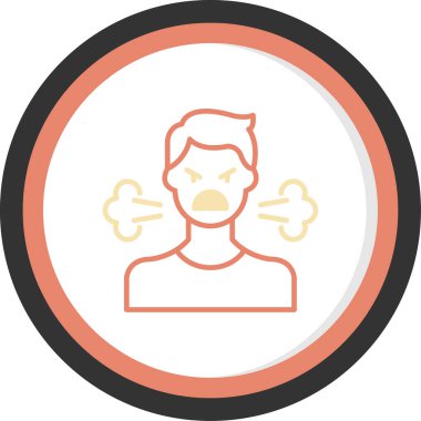 Çember simgesi olan kızgın bir yüz. vektör illüstrasyonu