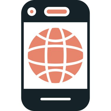 mobil küresel ağ düz vektör simgesi