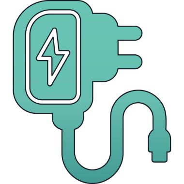 Elektrik prizi simgesi. Taslak elektrik dolgu vektör rengi düz izole