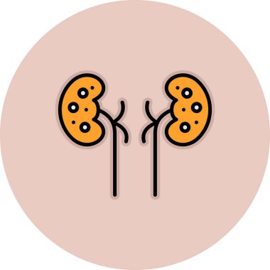 Böbreklerin renk ikonu. İnsan anatomisi. vektör illüstrasyonu