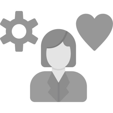 kalp ve dişliler düz vektör simgesi