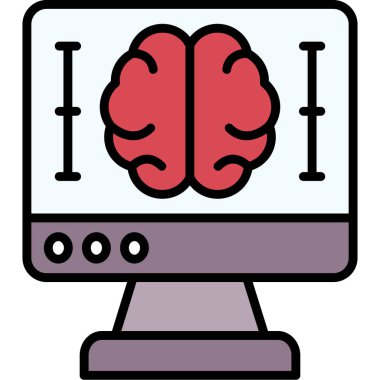 Yapay Zeka. Web simgesi basit illüstrasyon