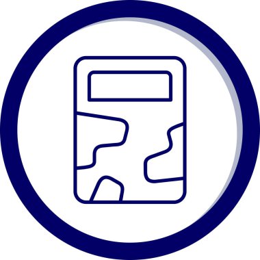 Beyaz çerçeveli mavi ve beyaz bir ikonun vektör illüstrasyonu