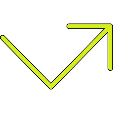 Yeşil ve sarı ok işaretinin vektör çizimi