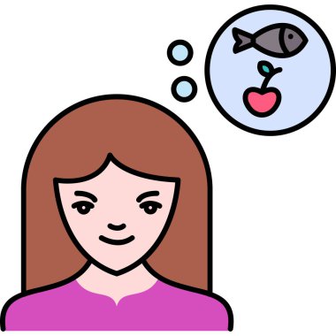 Meyve ikonu yiyen kadın