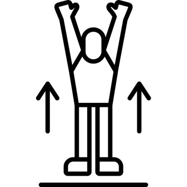 Kollarını kaldırıp vektör çizimi yapan mutlu adam figürü.