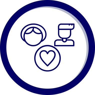 Kalp vektör simgesi. biçim düz dairesel semboldür, pürüzsüz mavi renk, yuvarlak açılar, beyaz arkaplan.