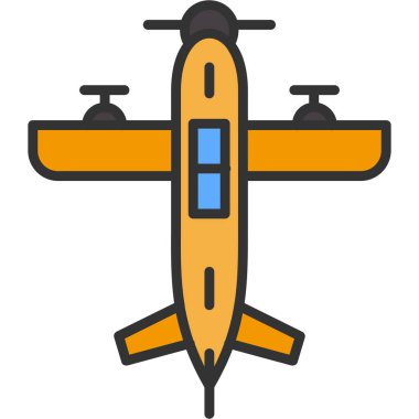 Uçak uçak ikonu doldurulmuş - ana hat biçimi