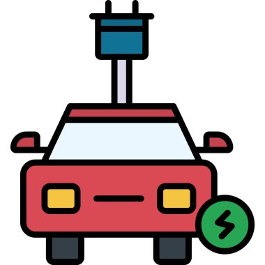 araba şarj simgesi, vektör illüstrasyonu