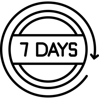 Bir numaranın yuvarlak bir simgesinin vektör çizimi. Siyah renk. Yedi numaranın yuvarlak bir simgesi.