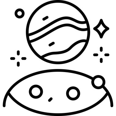 uzay gezegenleri simgesi dış hat biçiminde