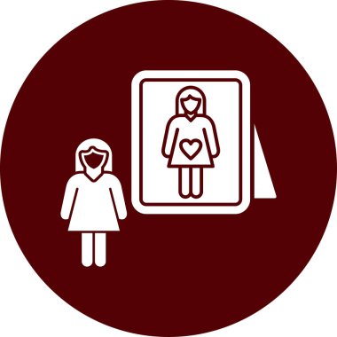 Anne ve kızı çemberin içinde. Vektör simgesi kızın sembolüdür..