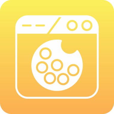 Beyaz arka planda izole edilmiş beyaz palet boya ikonu. Sarı kare düğme. vektör illüstrasyonu.